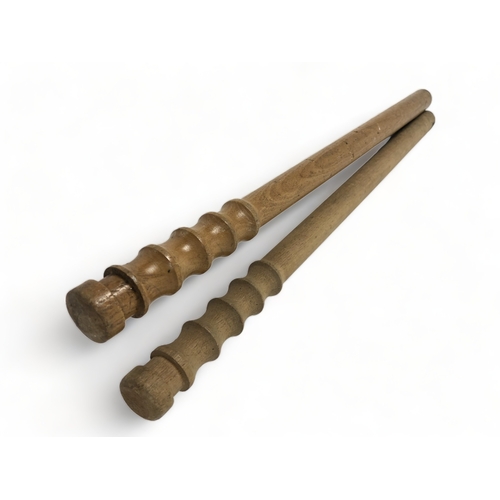159 - A pair of vintage police wooden Batons  / night sticks.