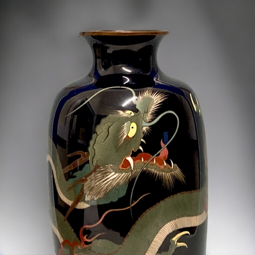 1A - A large Japanese Cloisonné vase. 
Meiji period, Circa 1900.
Finely decorated with a 3-claw Dragon. S... 