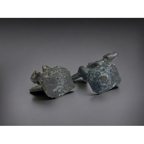 699 - Four Akan bronze gold weights. 
Ashanti people, Ghana.
height- 5cm