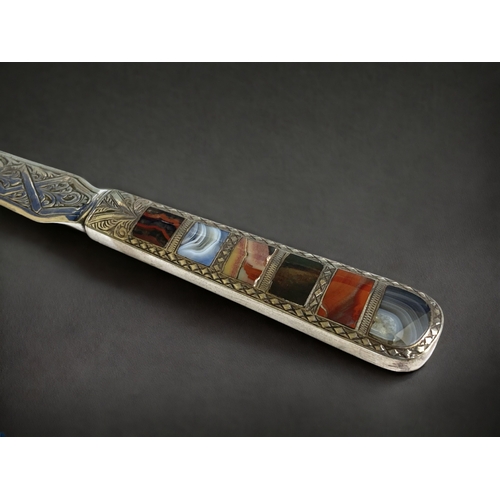 510 - A Victorian sterling silver paper knife. 
Brookes & Crookes, Sheffield. Hallmarks date to 1861.
The ... 