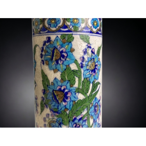 695 - A vintage Jaipur (blue), India hand painted sleeve vase. 
Decorated in traditional foliate design.
H... 