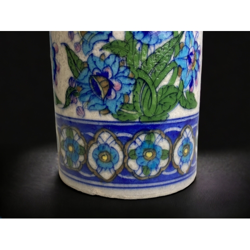 695 - A vintage Jaipur (blue), India hand painted sleeve vase. 
Decorated in traditional foliate design.
H... 