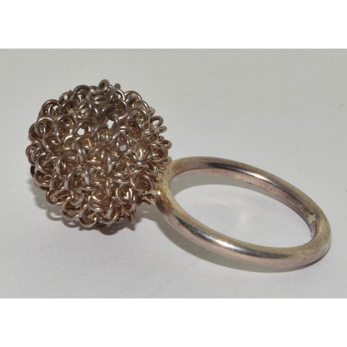 506 - 925 silver open cluster mesh  ring size R