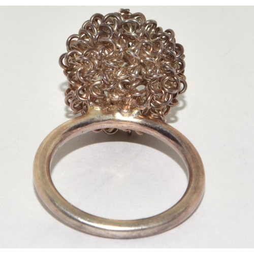 506 - 925 silver open cluster mesh  ring size R