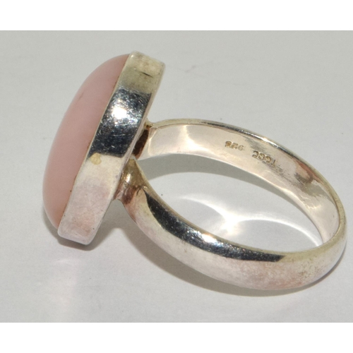 523 - 925 silver ladies Pink Quarts single stone ring size S