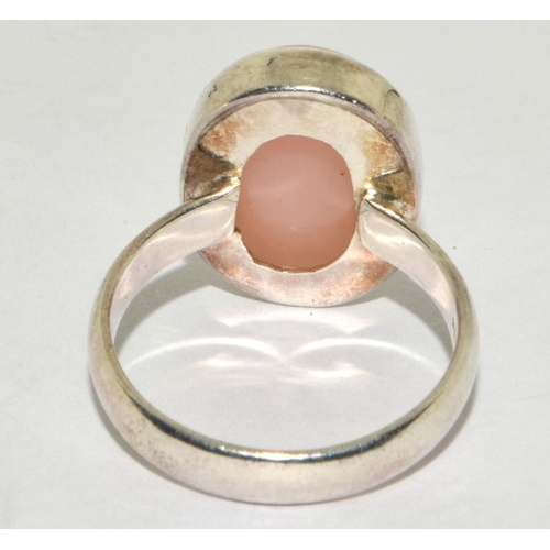 523 - 925 silver ladies Pink Quarts single stone ring size S