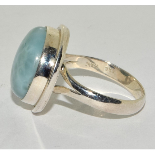 526 - 925 silver ladies round single stone Turquoise ring size R