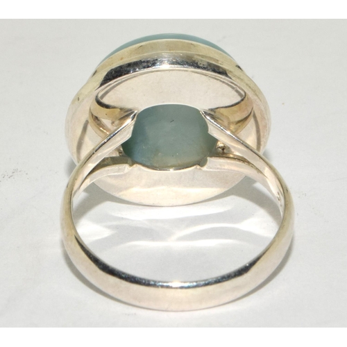 526 - 925 silver ladies round single stone Turquoise ring size R