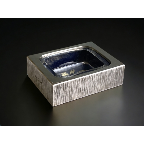 592 - A Gerald Benney (1930-2008) sterling silver presentation ashtray.  Queen Elizabeth II modernist edit... 