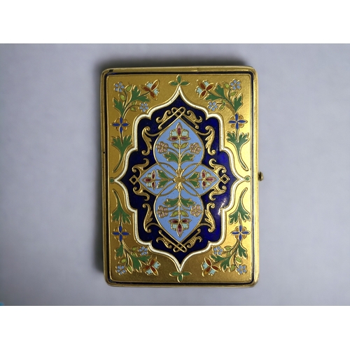 667 - A Victorian Gilt & Enamel card case. 
Stylised design, with fold-out interior.
Registration lozenge ... 