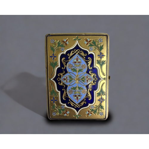 667 - A Victorian Gilt & Enamel card case. 
Stylised design, with fold-out interior.
Registration lozenge ... 