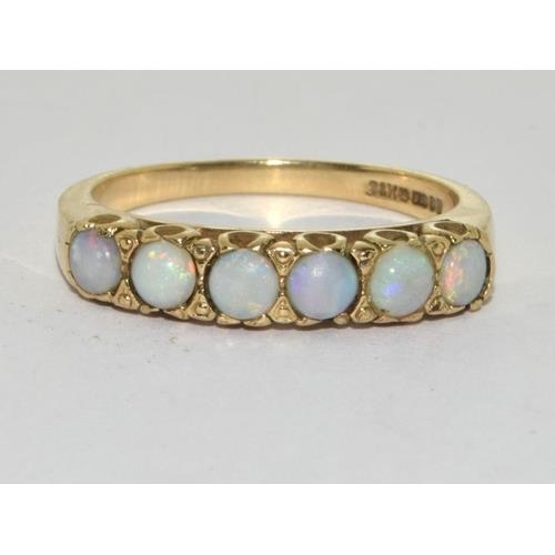 531 - Opal 6 stone 9ct gold ring Size Q