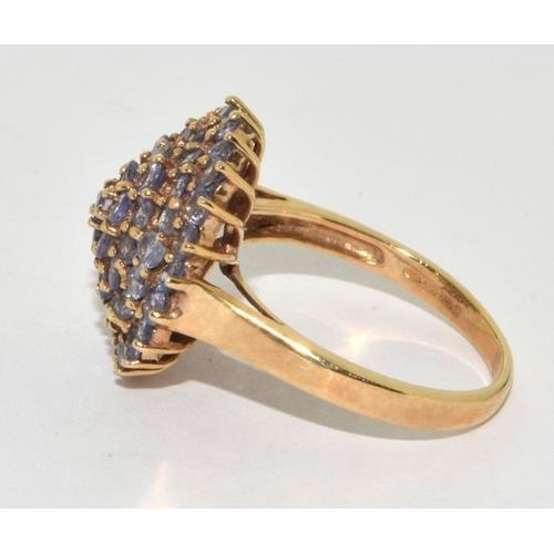 585 - 9ct gold large Amethyst cluster ring size O