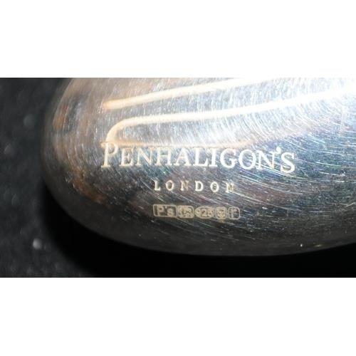 645 - Sterling silver Penhaligon's of London oval scent bottle pendant and chain. Chain length 36