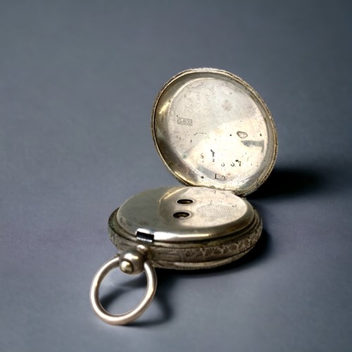 627 - Two 925 silver pocket watches with roman numeral faces set with enamel both key wound with a key req... 