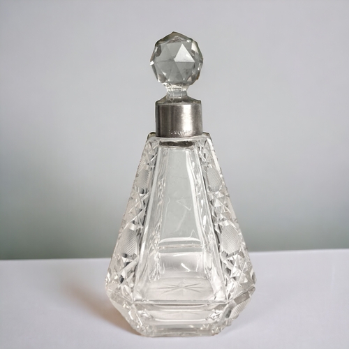 646 - A Large tapering cut glass silver mounted scent bottle, German 800 grade marks, together with four o... 