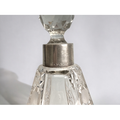 646 - A Large tapering cut glass silver mounted scent bottle, German 800 grade marks, together with four o... 