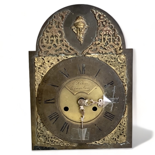 650 - An Ornate late 18th century breakarch clock face and hands by W. Nelson of Edmonton.
29 x 20.5 cm