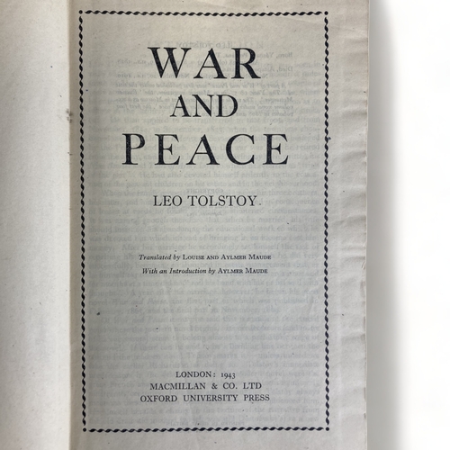 708 - A 1943 'War & Peace', Leo Tolstoy. With original page marker. Together with early edition 'Gone with... 