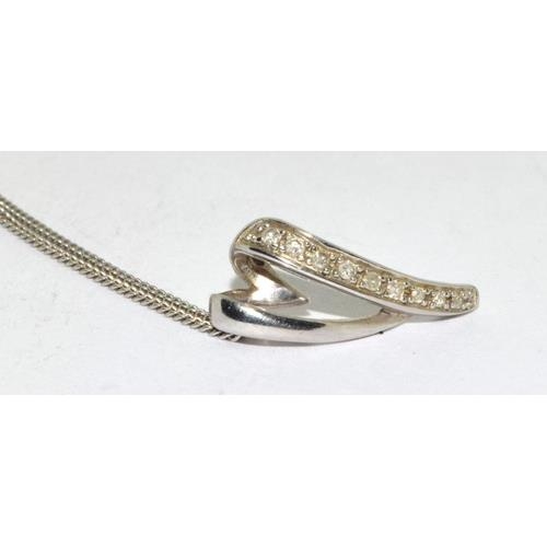 671 - 9ct White Gold Diamond Pave Journey Pendant necklace