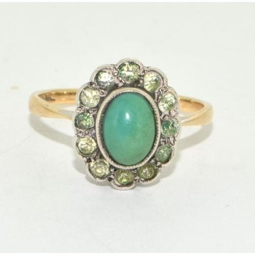 676 - A 9ct Gold & Silver Jade  Ring. size M