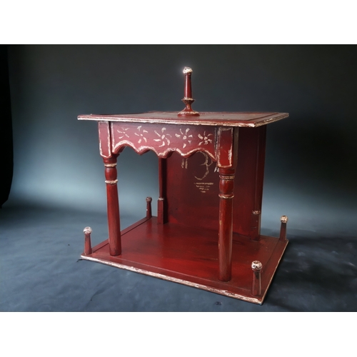 696 - INDIAN PAINTED TEMPLE ALTAR / SHRINE. 
48 X 46CM