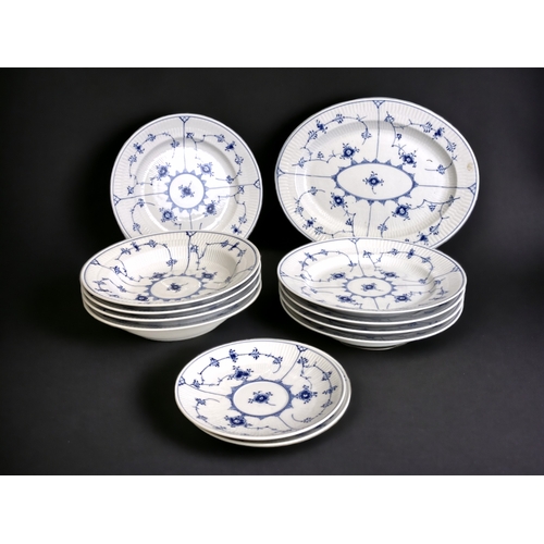 660A - A collection of Royal Copenhagen 'Blue fluted half lace' pattern dinner wares. Including plates, bow... 