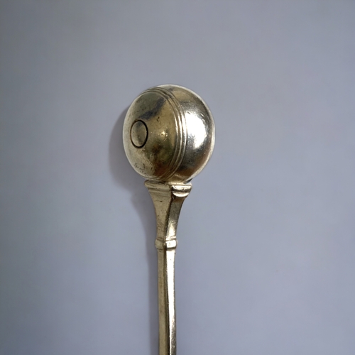 764 - An 1859 silver 'ball handle' spoon by Barker brothers, together with a Dutch 800 silver souvenir spo... 