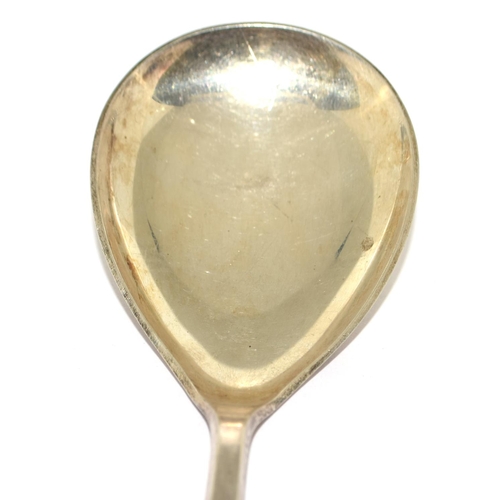 742 - Silver embossed handle serving spoon 24cm long 76g