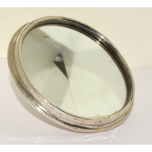 752 - Silver H/M dressing table powder compact with mirror interior in the form of a coconut 16cm tall