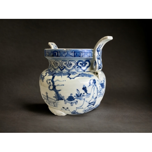 77 - A rare Chinese porcelain censer.
Ming dynasty.
Decorated with three immortals.
Wanli marks.