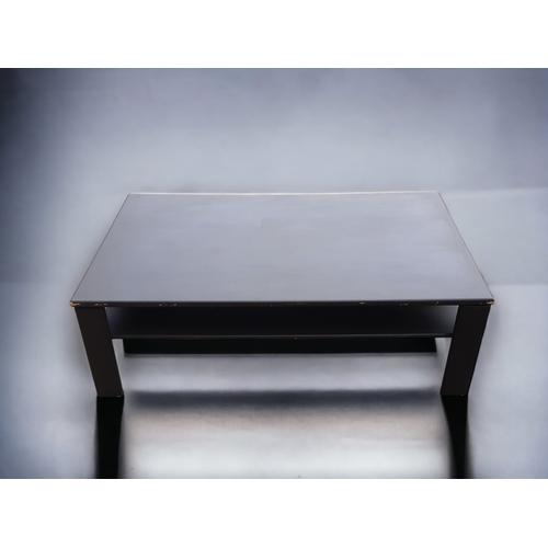 106 - A LARGE PAINTED WOOD COFFEE TABLE. 124cm x 74cm x 41cm