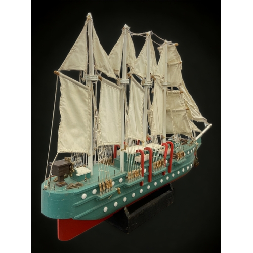 109 - A VERY LARGE WOODEN MODEL SHIP.