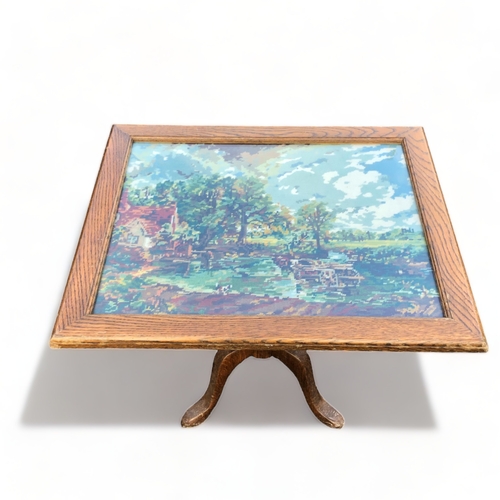 135 - A vintage tapestry Tilt screen table.