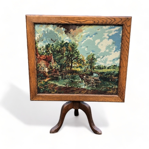 135 - A vintage tapestry Tilt screen table.