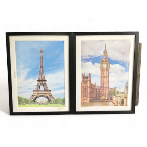 138 - 2 Large framed Vintage posters including Eifel Tower