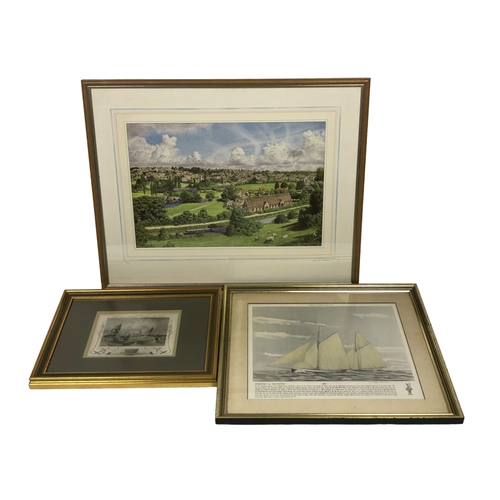 164 - LTD EDITION EDWARD DOWDEN SIGNED PRINT. TOGETHER WITH A A.CARSE VICTORIAN STEEL ENGRAVING SEASCAPE A... 