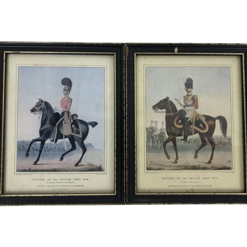 166 - Two 'officers of the British Army' coloured prints, together with three monochrome Keith harper prin... 