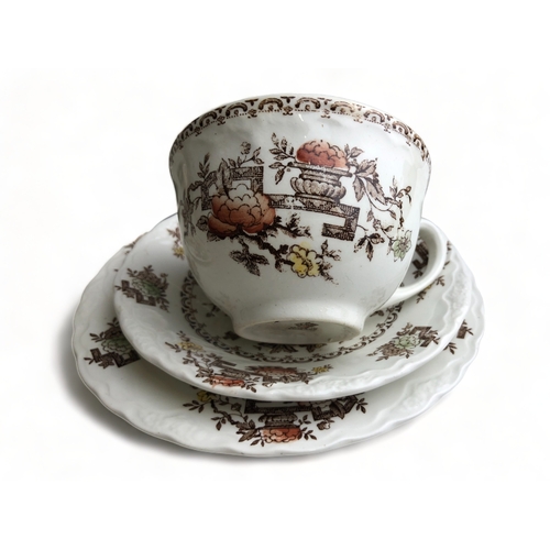 212 - A JOB LOT OF CROWN DUCAL 'FORMOSA' TEACUP TRIOS, TOGETHER WITH ENGLISH IRONSTONE TABLEWARE TEAPOT, M... 