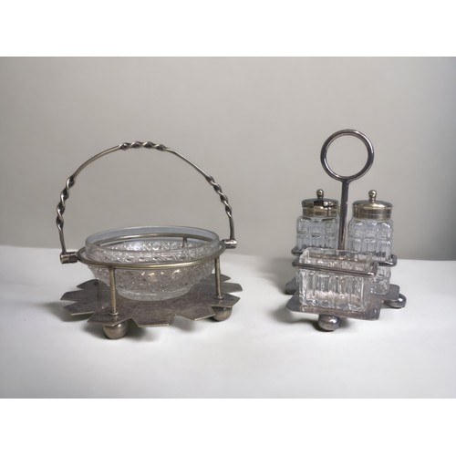 224 - THREE DR CHRISTOPHER DRESSER STYLE DESIGN CONDIMENT SETS.