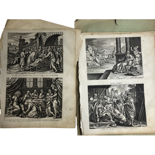 285 - Collection of illustrated woodcut pages from a Dutch 18th century Bible.