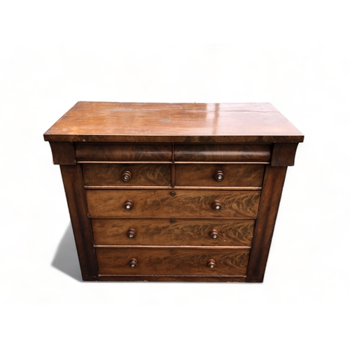 320 - A VICTORIAN MAHOGANY SCOTCH CHEST OF DRAWERS.