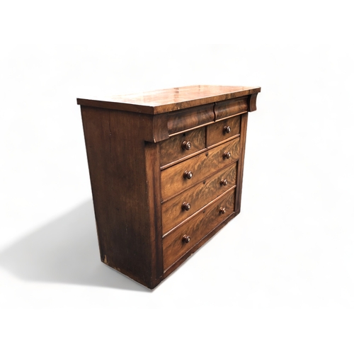 320 - A VICTORIAN MAHOGANY SCOTCH CHEST OF DRAWERS.