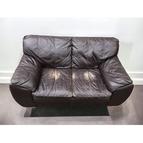 410 - 2 x 2 Seater Leather Lounge Suite