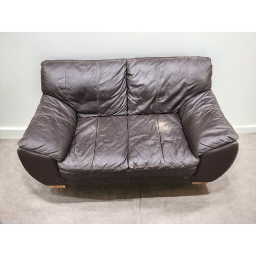 410 - 2 x 2 Seater Leather Lounge Suite