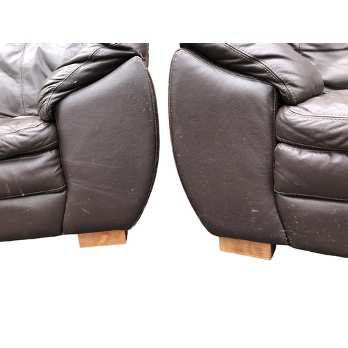 410 - 2 x 2 Seater Leather Lounge Suite