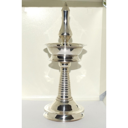 707A - Vintage silver Kuthu Vilakki Diya Lamp(Indian) 24cm tall 220g