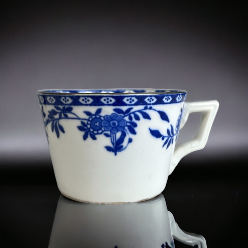 220 - TWO VICTORIAN MINTONS TEACUPS & SAUCERS.
Blue & white 'Delft' pattern.