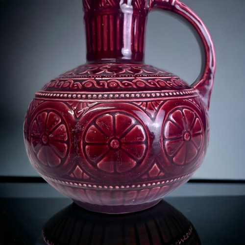 222 - A CHRISTOPHER DRESSER FOR SAMUEL LEAR JUG.
Circa 1880. Aesthetic design.
Height - 24cm