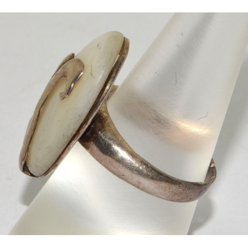 56 - 925 silver MOP and inlay ring size P